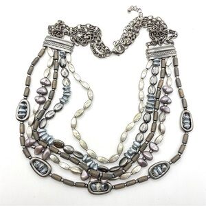 Multi-Strand Gunmetal Chain Boho Style Necklace